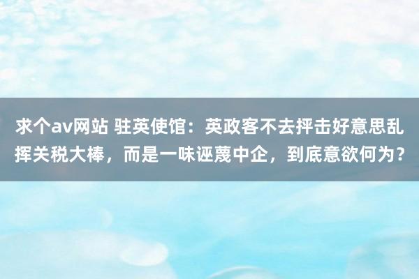 求个av网站 驻英使馆：英政客不去抨击好意思乱挥关税大棒，而是一味诬蔑中企，到底意欲何为？