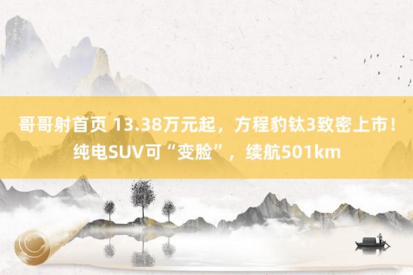 哥哥射首页 13.38万元起，方程豹钛3致密上市！纯电SUV可“变脸”，续航501km
