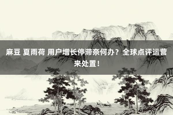 麻豆 夏雨荷 用户增长停滞奈何办？全球点评运营来处置！