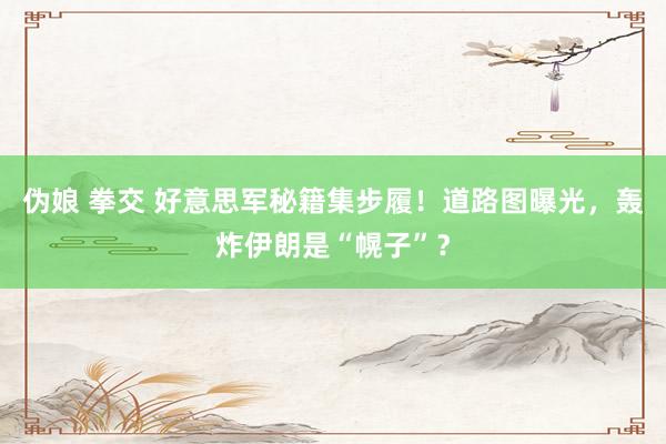伪娘 拳交 好意思军秘籍集步履！道路图曝光，轰炸伊朗是“幌子”？
