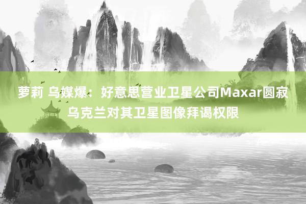 萝莉 乌媒爆：好意思营业卫星公司Maxar圆寂乌克兰对其卫星图像拜谒权限