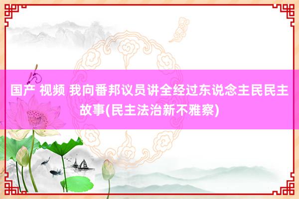 国产 视频 我向番邦议员讲全经过东说念主民民主故事(民主法治新不雅察)