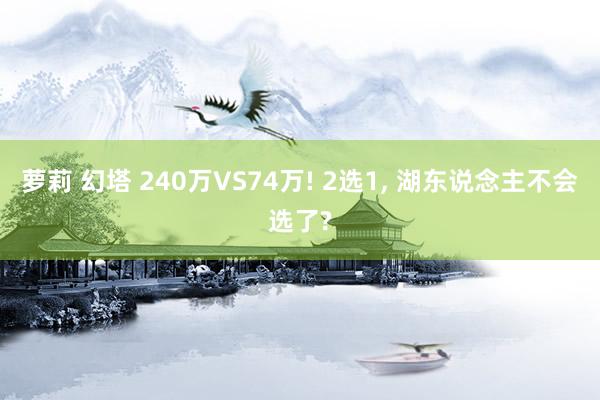 萝莉 幻塔 240万VS74万! 2选1, 湖东说念主不会选了?