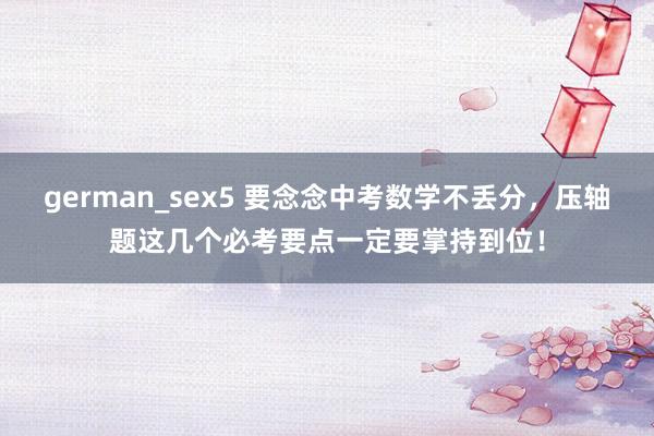 german_sex5 要念念中考数学不丢分，压轴题这几个必考要点一定要掌持到位！