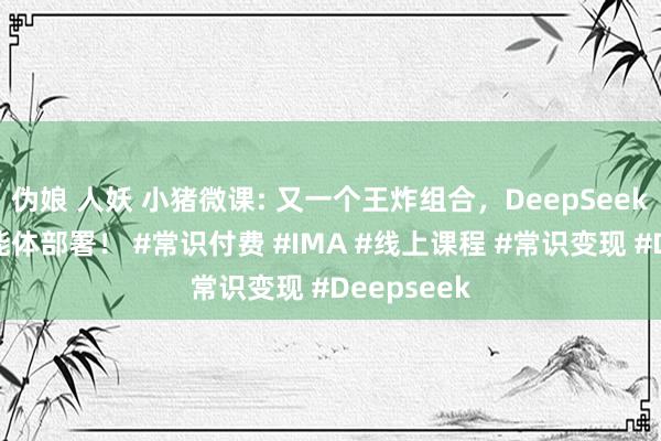 伪娘 人妖 小猪微课: 又一个王炸组合，DeepSeek手机端智能体部署！ #常识付费 #IMA #线上课程 #常识变现 #Deepseek