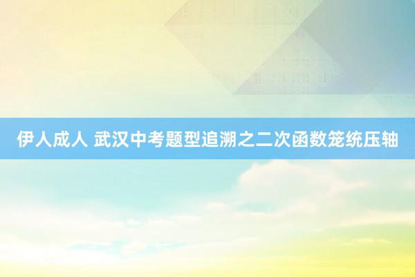 伊人成人 武汉中考题型追溯之二次函数笼统压轴