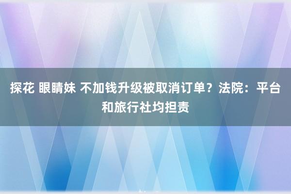 探花 眼睛妹 不加钱升级被取消订单？法院：平台和旅行社均担责