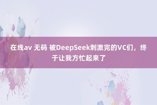 在线av 无码 被DeepSeek刺激完的VC们，终于让我方忙起来了